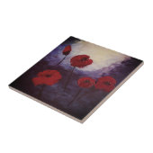 Carreau Carrelage d'art en fleurs de pavot rouge (Côté)