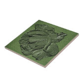 Carreau Carrelage d'art Rose vert texturé (Côté)