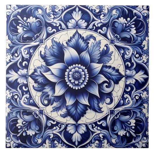Carreau Carrelage d'azulejo rustique complexe Indigo (Devant)