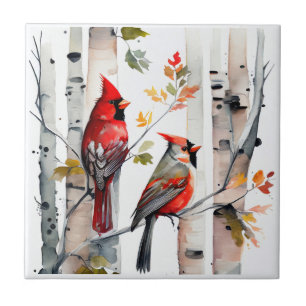 Carreau Carrelage de Birch Tree et Cardinals