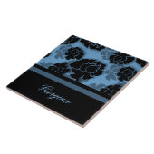 Carreau Carrelage de décadence florale grossier, bleu (Côté)
