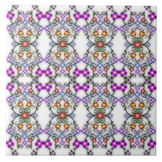 Carreau carrelage de fleurs ornementales (Devant)