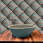 Carreau Carrelage de libellule de l'artisan, vert et cuivr