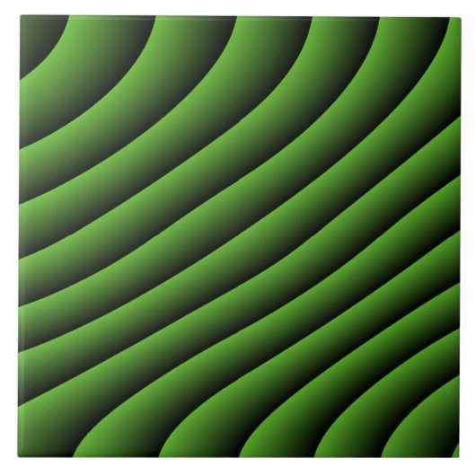 Carreau Carrelage de lignes ondulées vert hypnotique (Devant)