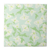 Carreau Carrelage De Printemps Vert Et Blanc Floral (Devant)