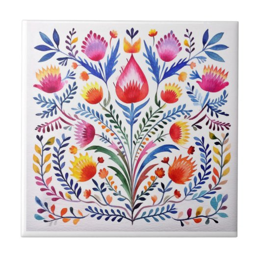 Carreau Carrelage de style Talavera Floral Mexicain (Devant)