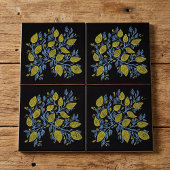 Carreau Carrelage de vignes de citron jaune, bleu et noir