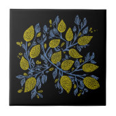 Carreau Carrelage de vignes de citron jaune, bleu et noir (Devant)