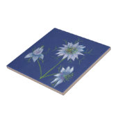 Carreau Carrelage décoratif bleu floral imprimé (Côté)