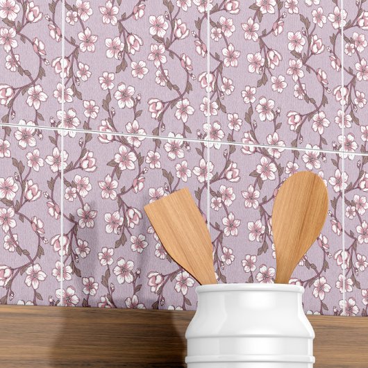 Carreau Carrelage décoratif de vigne florale pourpre - Élé