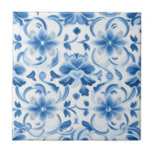 Carreau Carrelage décoratif en céramique bleu Flore (Devant)