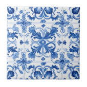 Carreau Carrelage décoratif en céramique bleu Flore (Devant)