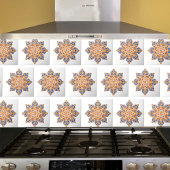 Carreau Carrelage décoratif Médaillon orange et bleu