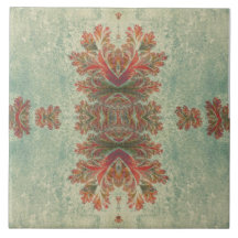 Carrelage décoratif vintage Duo : vert et rouge