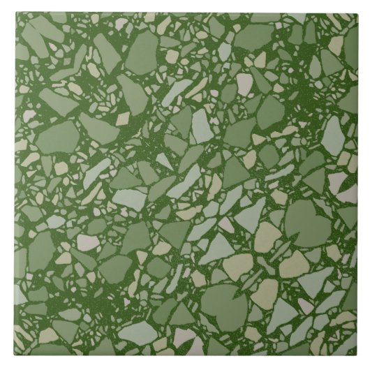 Carreau Carrelage d'effet Olive Green Terrazzo moderne (Devant)