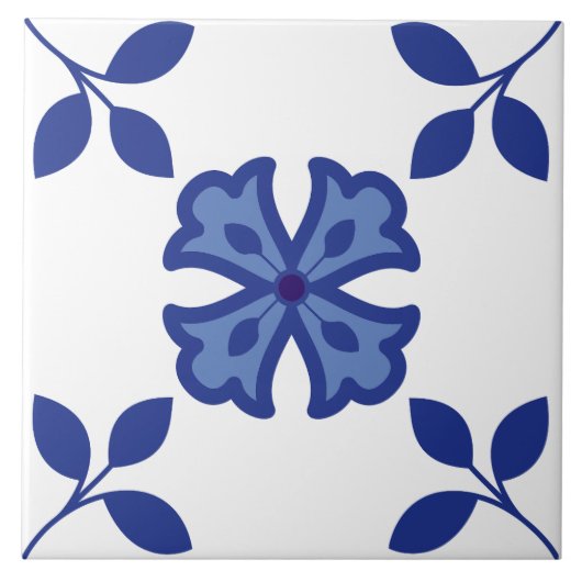 Carreau Carrelage d'élégance bleu fleur (Devant)