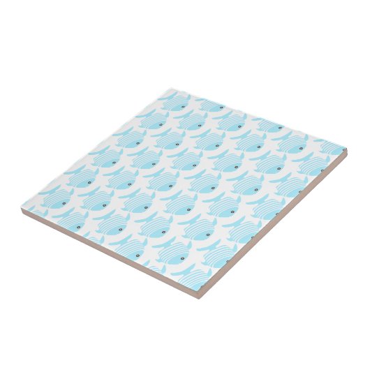 Carreau Carrelage Design Poisson Bleu Et Blanc (Côté)