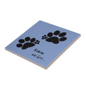 Carreau Carrelage - Deux Empreintes de pattes polydactyles (Côté)