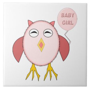 Carreau Carrelage d'hibou de petite fille rose mignonne