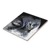 Carreau Carrelage d'illustration de dragon bleu et de lune (Côté)