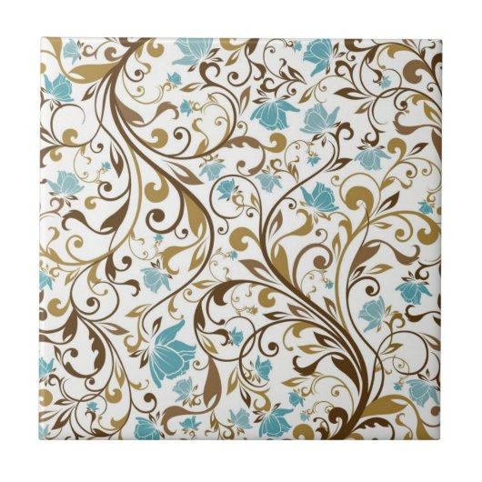 Carreau Carrelage d'impression florale rétro (Devant)