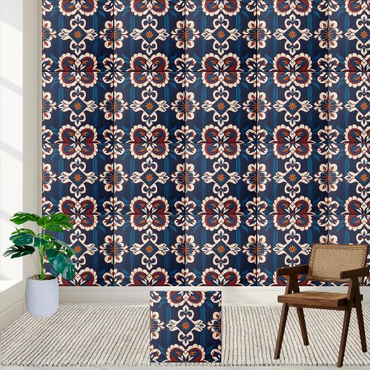 Carreau Carrelage d'inspiration scandinave avec motifs flo