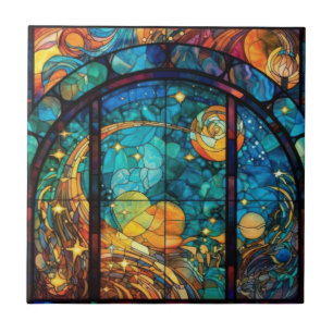 Carreau Carrelage d'oeuvres en verre peint paradisiaque