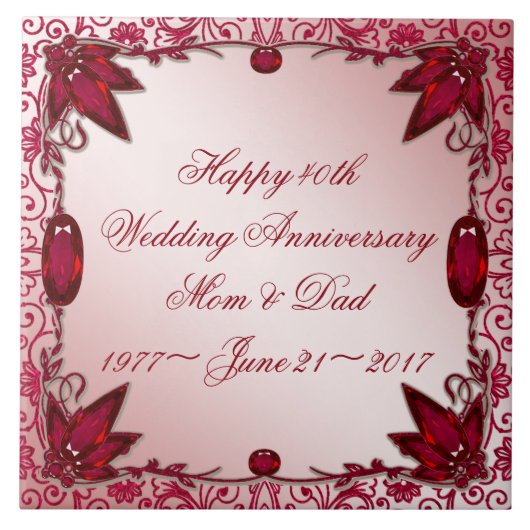 Carreau Carrelage du 40e anniversaire du Mariage Ruby (Devant)