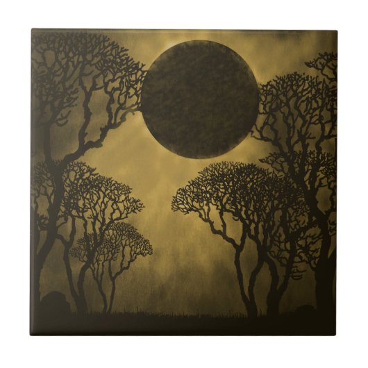Carreau Carrelage Eclipse Forêt Sombre, Or (Devant)