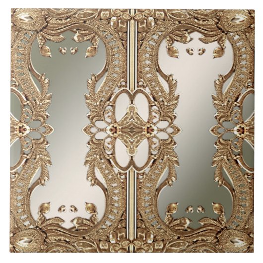 Carreau Carrelage en céramique à cadre doré (Devant)