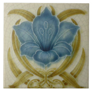 Carreau Carrelage en céramique Art Nouveau Fleur bleue Vin