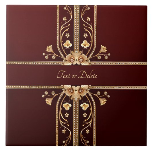 Carreau Carrelage en céramique aux fleurs dorées de Bourgo (Devant)