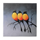 Carreau Carrelage en céramique aux oiseaux noirs à poitrin (Devant)