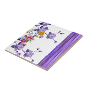 Carreau Carrelage en céramique, bande de fleurs