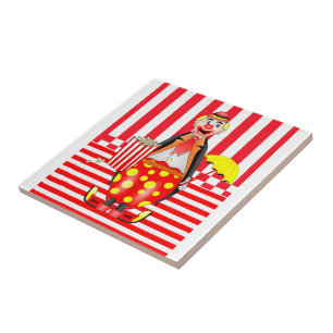 Carreau Carrelage en céramique Bande rouge clown