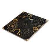 Carreau Carrelage en céramique Black Gold Mosaic Fleurs (Côté)