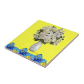 Carreau Carrelage en céramique Blanc Floral Bleu Jaune (Côté)