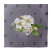 Carreau Carrelage en céramique Blanc Floral Gris (Devant)