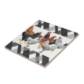 Carreau Carrelage en céramique Blanc Noir Plaid Poulets (Côté)