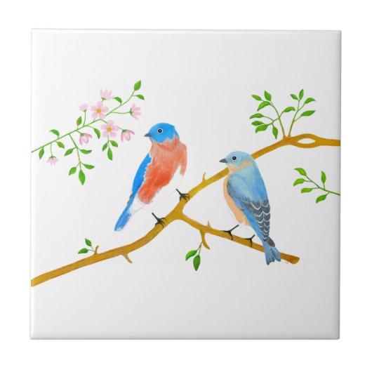 Carreau Carrelage en céramique blanche Bluebirds (Devant)