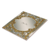 Carreau Carrelage en céramique blanche ornée d'or (Côté)