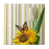 Carreau Carrelage en céramique Blancs Papillon Tulipe Flor (Devant)