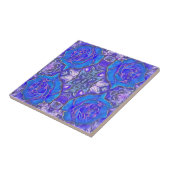 Carreau Carrelage en céramique bleu-floral (Côté)