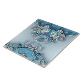 Carreau Carrelage en céramique bleu orné (Côté)