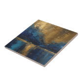 Carreau Carrelage en céramique bleu profond et doré (Côté)