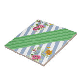 Carreau Carrelage en céramique Bleu Stripe Floral (Côté)