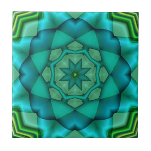 Carreau Carrelage en céramique bleu vert fractal