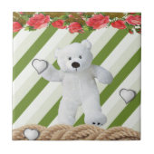 Carreau Carrelage en céramique Bleu vert rayé Floral Teddy (Devant)