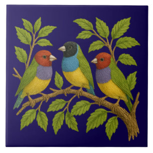 Carreau Carrelage en céramique broderie d'oiseaux tropicau
