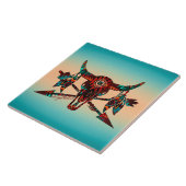 Carreau Carrelage En Céramique Buffalo Crâne Et Flèches (Côté)